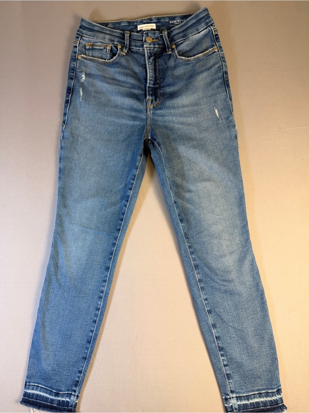 Good American Good Waist Crop Raw Hem High-Rise Skinny Women’s Jeans Size 6 - Picture 2 of 9